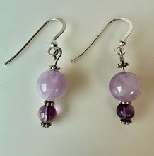 Load image into Gallery viewer, Sterling Amethyst Beaded Drop Earrings (1.5")
