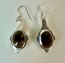 Load image into Gallery viewer, Sterling Faceted Smoky Quartz Earrings (1.75")
