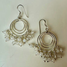 Load image into Gallery viewer, Sterling Rainbow Moonstone Beaded Chandelier Earrings (2")
