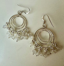 Load image into Gallery viewer, Sterling Rainbow Moonstone Beaded Chandelier Earrings (2")
