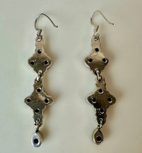 Load image into Gallery viewer, Sterling Garnet Drop Earrings (2.5")
