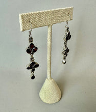 Load image into Gallery viewer, Sterling Garnet Drop Earrings (2.5")
