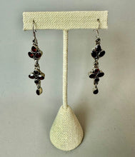 Load image into Gallery viewer, Sterling Garnet Drop Earrings (2.5")
