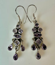 Load image into Gallery viewer, Sterling Amethyst Drop Earrings (2.25")
