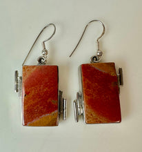 Load image into Gallery viewer, Sterling Imperial Jasper Modern Setting Earrings (1.75")
