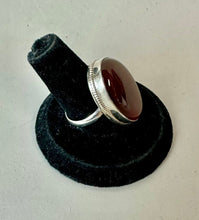 Load image into Gallery viewer, Sterling Oval Carnelian Ring sz 7

