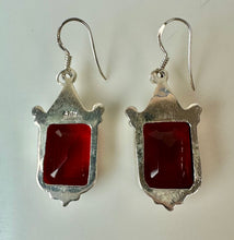 Load image into Gallery viewer, Sterling Faceted Bloody Quartz Earrings (2")
