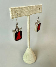 Load image into Gallery viewer, Sterling Faceted Bloody Quartz Earrings (2")

