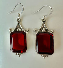 Load image into Gallery viewer, Sterling Faceted Bloody Quartz Earrings (2")
