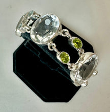 Load image into Gallery viewer, Sterling White Topaz Amethyst Peridot Garnet Link Bracelet (8.25")
