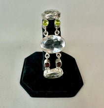 Load image into Gallery viewer, Sterling White Topaz Amethyst Peridot Garnet Link Bracelet (8.25")
