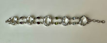Load image into Gallery viewer, Sterling White Topaz Amethyst Peridot Garnet Link Bracelet (8.25")
