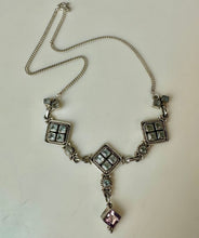 Load image into Gallery viewer, Sterling Aquamarine Amethyst Y-Necklace (17")
