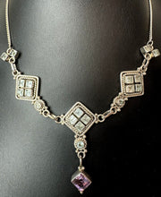 Load image into Gallery viewer, Sterling Aquamarine Amethyst Y-Necklace (17")
