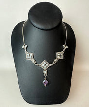 Load image into Gallery viewer, Sterling Aquamarine Amethyst Y-Necklace (17")
