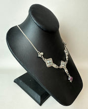 Load image into Gallery viewer, Sterling Aquamarine Amethyst Y-Necklace (17")
