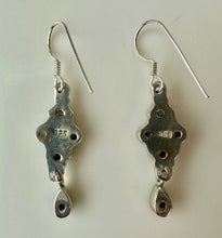 Load image into Gallery viewer, Sterling Garnet White Topaz Drop Earrings (1.75")
