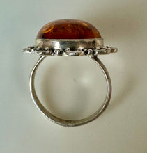 Load image into Gallery viewer, Sterling Round Baltic Amber Ring sz 9
