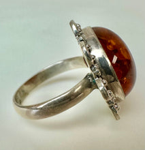 Load image into Gallery viewer, Sterling Round Baltic Amber Ring sz 9
