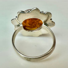Load image into Gallery viewer, Sterling Round Baltic Amber Ring sz 9
