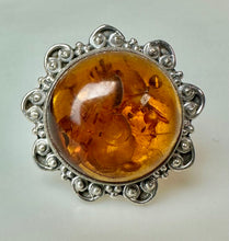 Load image into Gallery viewer, Sterling Round Baltic Amber Ring sz 9
