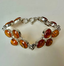 Load image into Gallery viewer, Sterling Baltic Amber Cluster Link Bracelet (8")
