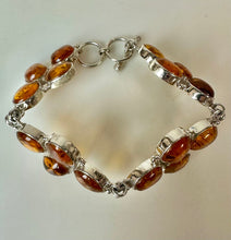 Load image into Gallery viewer, Sterling Baltic Amber Cluster Link Bracelet (8")
