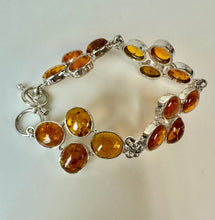 Load image into Gallery viewer, Sterling Baltic Amber Cluster Link Bracelet (8")

