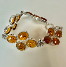 Load image into Gallery viewer, Sterling Baltic Amber Cluster Link Bracelet (8")
