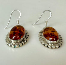 Load image into Gallery viewer, Sterling Baltic Amber Earrings (1.5")
