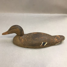 Load image into Gallery viewer, Vintage Rustic Wood Carved Brown Duck Decoy (5x18)
