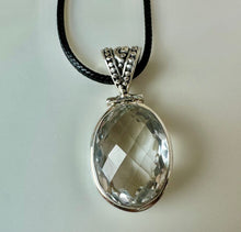 Load image into Gallery viewer, Sterling Faceted White Topaz 1.75" Pendant on 20" Black Cord Necklace
