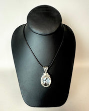Load image into Gallery viewer, Sterling Faceted White Topaz 1.75" Pendant on 20" Black Cord Necklace
