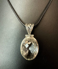 Load image into Gallery viewer, Sterling Faceted White Topaz 1.75" Pendant on 20" Black Cord Necklace
