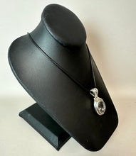 Load image into Gallery viewer, Sterling Faceted White Topaz 1.75" Pendant on 20" Black Cord Necklace
