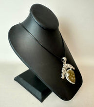 Load image into Gallery viewer, Sterling Carved Honey Topaz Ornate Setting 2.75" Pendant on 20" Black Cord Necklace
