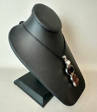 Load image into Gallery viewer, Sterling Smoky Quartz Ammonite Freshwater Pearl 2.75" Drop Pendant on 20" Black Cord Necklace
