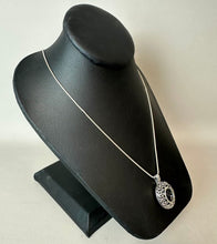 Load image into Gallery viewer, Sterling Filigree Openwork Stone Capture Locket on 28" Rope Chain
