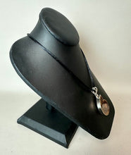 Load image into Gallery viewer, Sterling Ammonite Fossilized Shell 2" Pendant on Black Satin Cord Necklace
