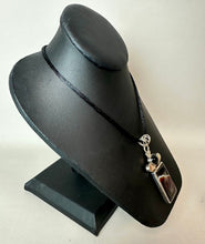 Load image into Gallery viewer, Sterling Botswana Agate Onyx Mother of Pearl 2.75" Pendant on Black Satin Cord Necklace
