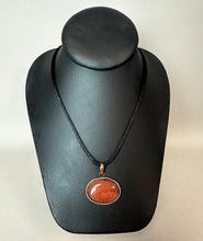 Load image into Gallery viewer, Copper Botswana Fire Agate 1.5" Pendant on Black Satin Cord Necklace
