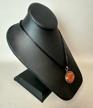 Load image into Gallery viewer, Copper Botswana Fire Agate 1.5" Pendant on Black Satin Cord Necklace
