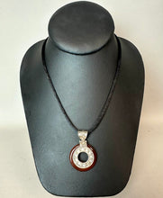 Load image into Gallery viewer, Sterling Carnelian 1.75" Ring Pendant on Black Satin Cord Necklace
