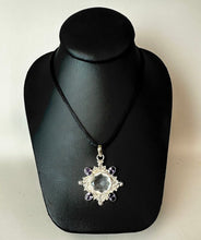 Load image into Gallery viewer, Sterling White Topaz Amethyst 2" Pendant on Black Satin Cord Necklace
