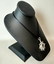 Load image into Gallery viewer, Sterling White Topaz Amethyst 2" Pendant on Black Satin Cord Necklace
