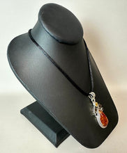 Load image into Gallery viewer, Sterling Baltic Amber Citrine Smoky Quartz Onyx 2.25" Pendant on Black Satin Cord Necklace
