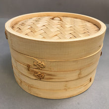 Load image into Gallery viewer, Wooden Dim Sum Bamboo Steamer 2 Tier Dumplings Basket Steam Cooker Rice Cook (10")
