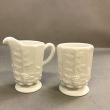 Load image into Gallery viewer, Westmoreland Milk Glass Paneled Grape Pattern Medium Size Creamer &amp; Sugar Set (4")
