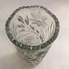 Load image into Gallery viewer, American Brilliant Etched Daisy Glass Cylinder Vase (10")
