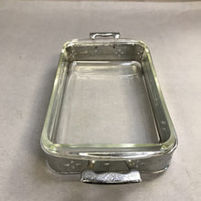 Load image into Gallery viewer, Rectangular Silver Plate Pierced Buffet Server With Pyrex 1.5 Qt Insert
